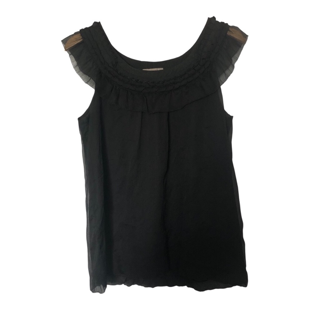 Kenar Black Ruffled Sleeveless Blouse Size L